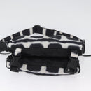 CHANEL Shoulder Bag Nylon Black White Silver CC Auth BA11713A-5