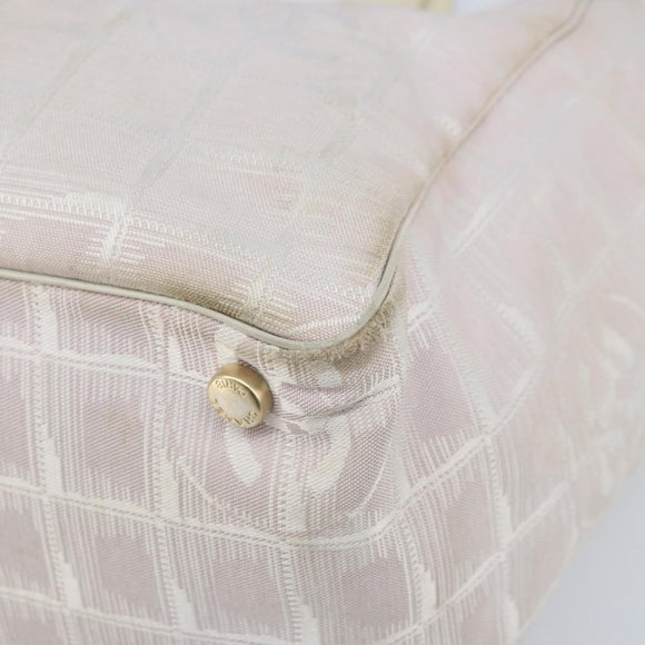 CHANEL New Travel Line Tote Bag Nylon Pink Gold CC Auth BA11718