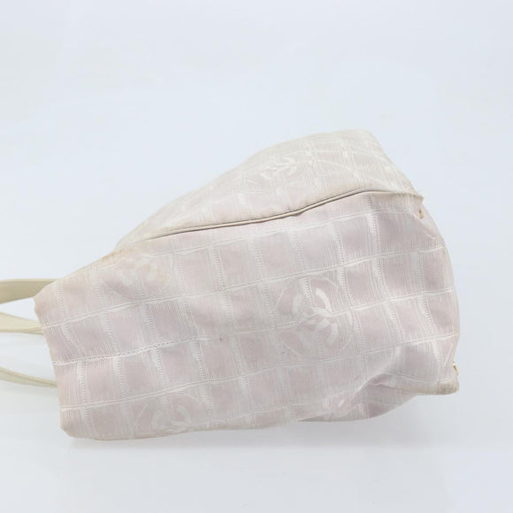 CHANEL New Travel Line Tote Bag Nylon Pink Gold CC Auth BA11718