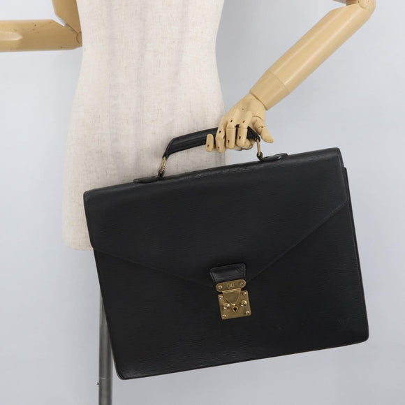 LOUIS VUITTON Epi Serviette Conseiller Business Bag Black M54422 LV Auth BA11719