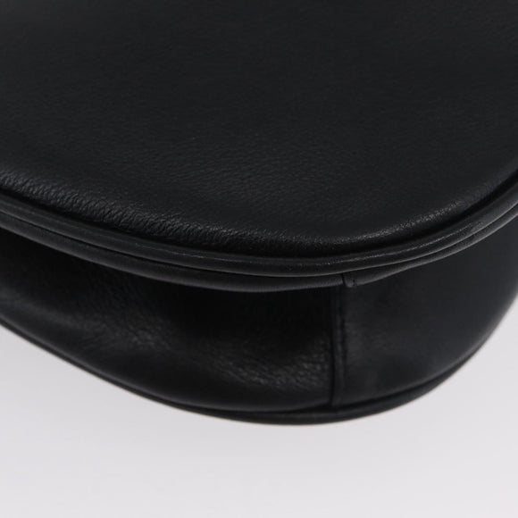 Gianni Versace Shoulder Bag Leather Black Gold Auth BA11726