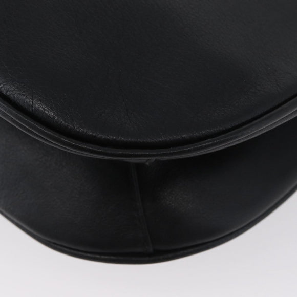 Gianni Versace Shoulder Bag Leather Black Gold Auth BA11726