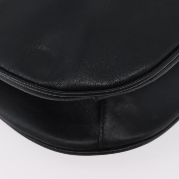 Gianni Versace Shoulder Bag Leather Black Gold Auth BA11726