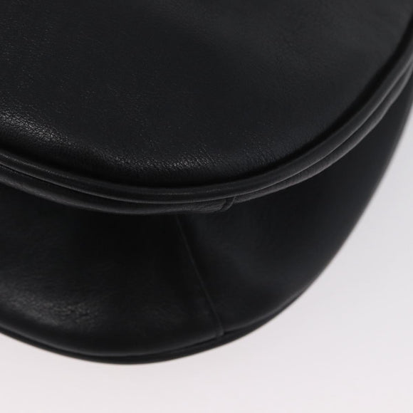 Gianni Versace Shoulder Bag Leather Black Gold Auth BA11726