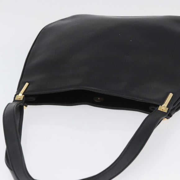 Gianni Versace Shoulder Bag Leather Black Gold Auth BA11726