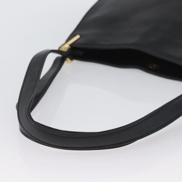 Gianni Versace Shoulder Bag Leather Black Gold Auth BA11726