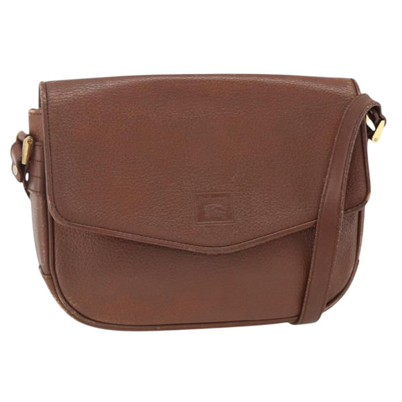 Burberrys Shoulder Bag Leather Brown Gold Auth BA11727