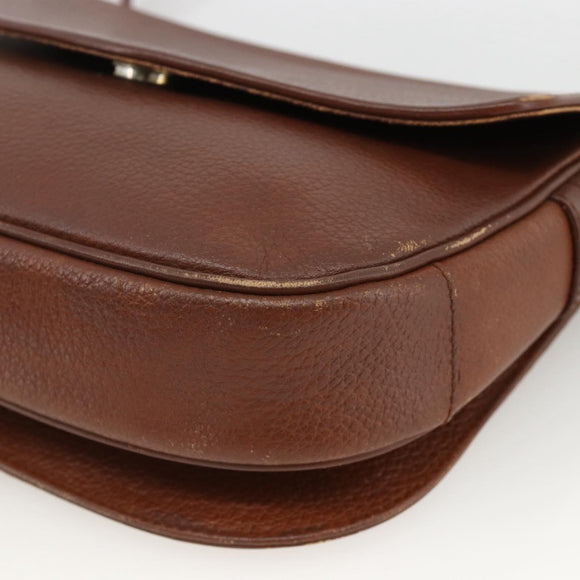 Burberrys Shoulder Bag Leather Brown Gold Auth BA11727