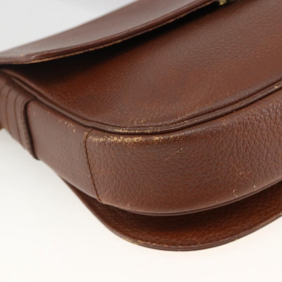 Burberrys Shoulder Bag Leather Brown Gold Auth BA11727