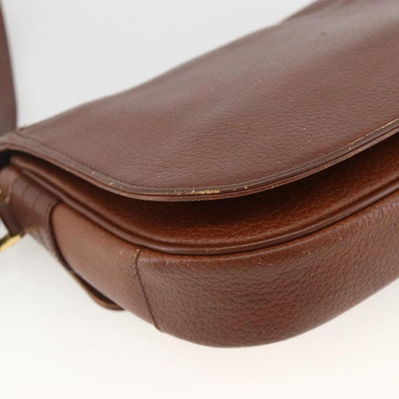 Burberrys Shoulder Bag Leather Brown Gold Auth BA11727