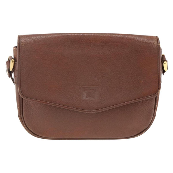 Burberrys Shoulder Bag Leather Brown Gold Auth BA11727