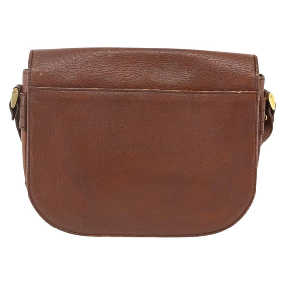 Burberrys Shoulder Bag Leather Brown Gold Auth BA11727