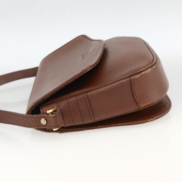 Burberrys Shoulder Bag Leather Brown Gold Auth BA11727