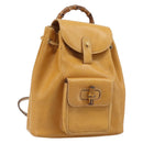 GUCCI Bamboo Backpack Leather Beige Gold 003 2058 0030 Auth BA11729-1