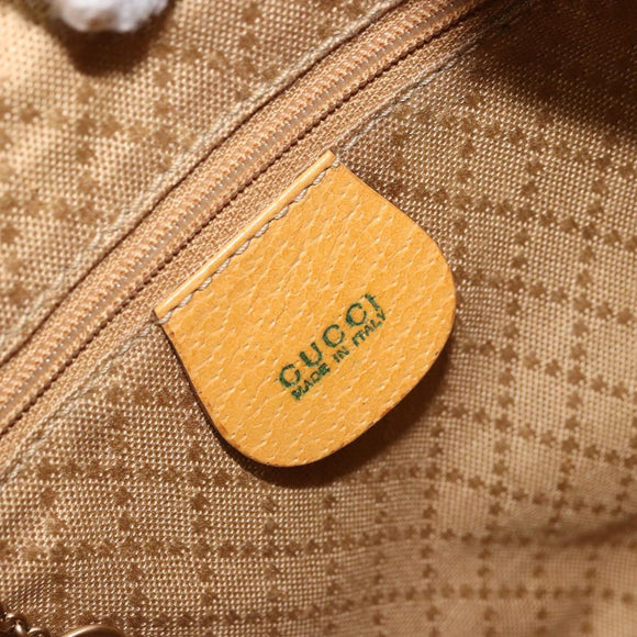 GUCCI Bamboo Backpack Leather Beige Gold 003 2058 0030 Auth BA11729