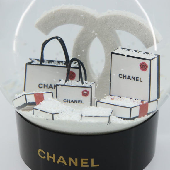 CHANEL Snow Globe Glass White CC Auth BA11731