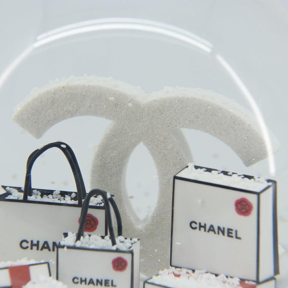 CHANEL Snow Globe Glass White CC Auth BA11731