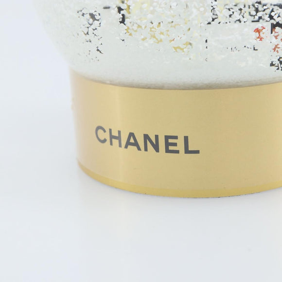 CHANEL Schneekugel Glas Gold CC Auth BA11732