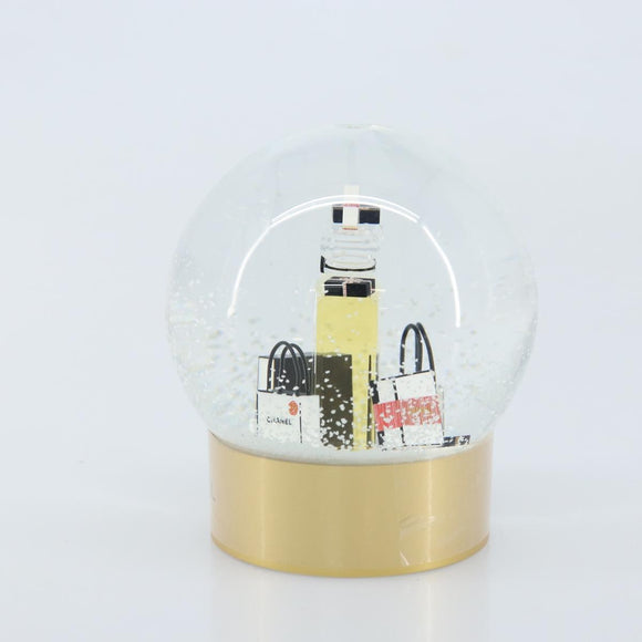 CHANEL Schneekugel Glas Gold CC Auth BA11732