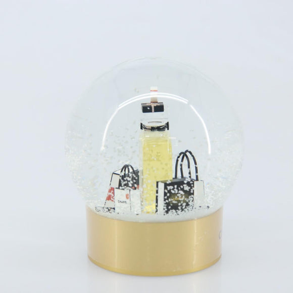 CHANEL Schneekugel Glas Gold CC Auth BA11732