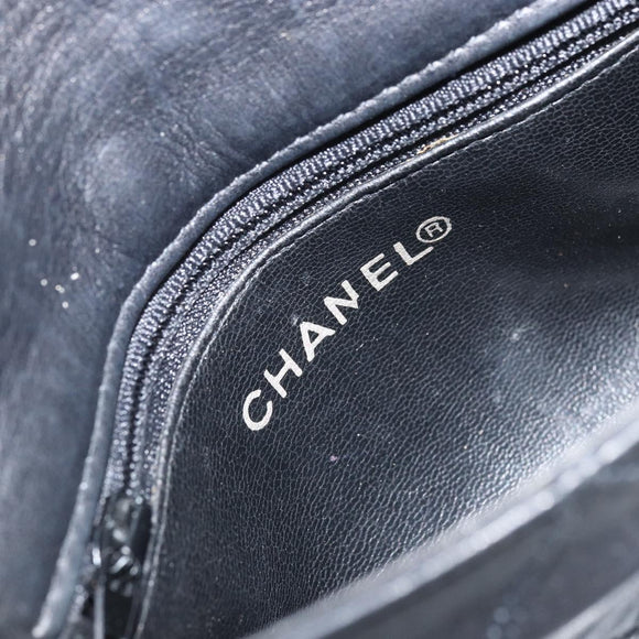 CHANEL Bicolore Belt Bag Lamb Skin Black Gold CC Auth BA11734A