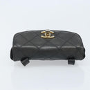 CHANEL Bicolore Belt Bag Lamb Skin Black Gold CC Auth BA11734A-5