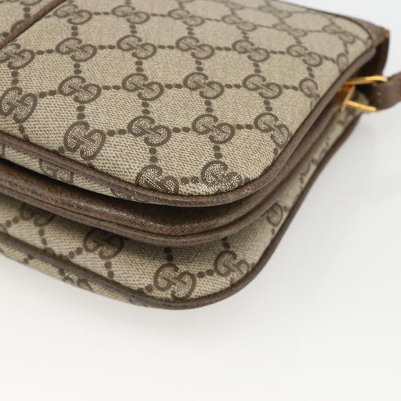 GUCCI GG Supreme Web Sherry Line Bag PVC Beige Gold 10 02 037 Auth BA11736