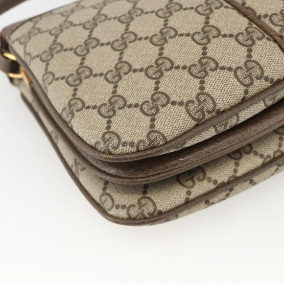 GUCCI GG Supreme Web Sherry Line Bag PVC Beige Gold 10 02 037 Auth BA11736
