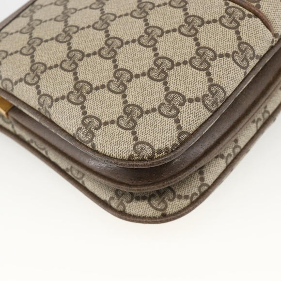 GUCCI GG Supreme Web Sherry Line Bag PVC Beige Gold 10 02 037 Auth BA11736