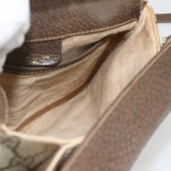 GUCCI GG Supreme Web Sherry Line Bag PVC Beige Gold 10 02 037 Auth BA11736