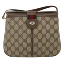 GUCCI GG Supreme Web Sherry Line Bag PVC Beige Gold 10 02 037 Auth BA11736-13