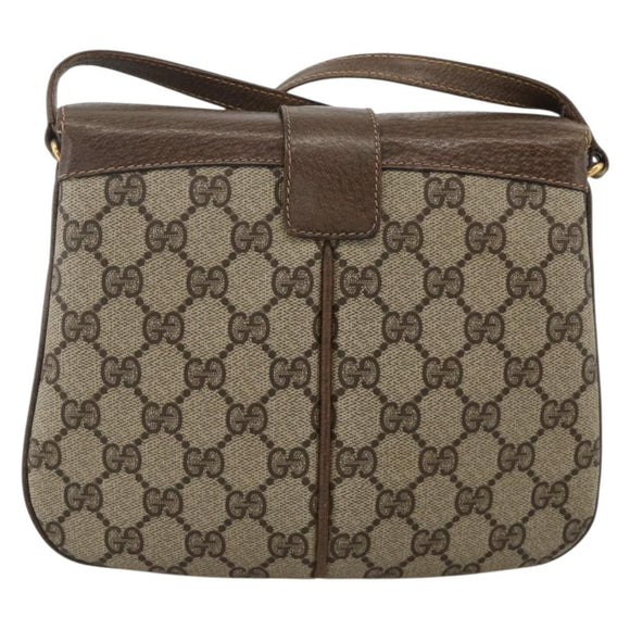 GUCCI GG Supreme Web Sherry Line Bag PVC Beige Gold 10 02 037 Auth BA11736