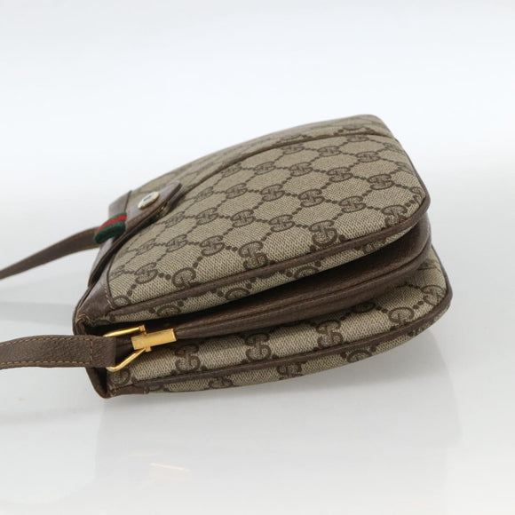GUCCI GG Supreme Web Sherry Line Bag PVC Beige Gold 10 02 037 Auth BA11736