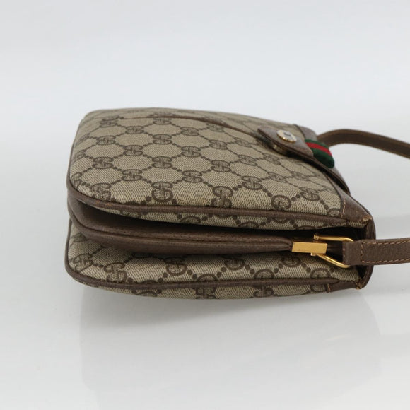 GUCCI GG Supreme Web Sherry Line Bag PVC Beige Gold 10 02 037 Auth BA11736
