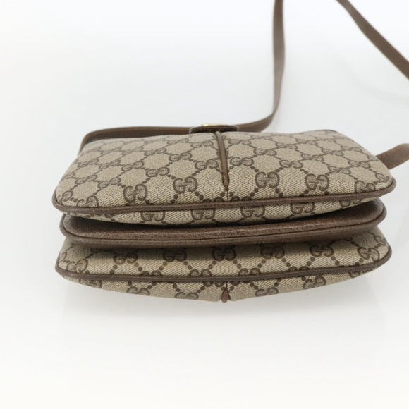 GUCCI GG Supreme Web Sherry Line Bag PVC Beige Gold 10 02 037 Auth BA11736