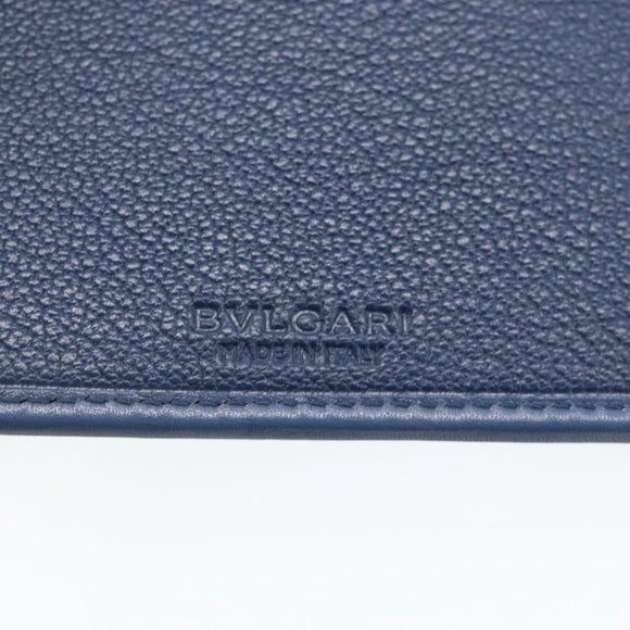 BVLGARI Tagesplaner-Hülle Leder Blau Gold Authentisch BA11739A