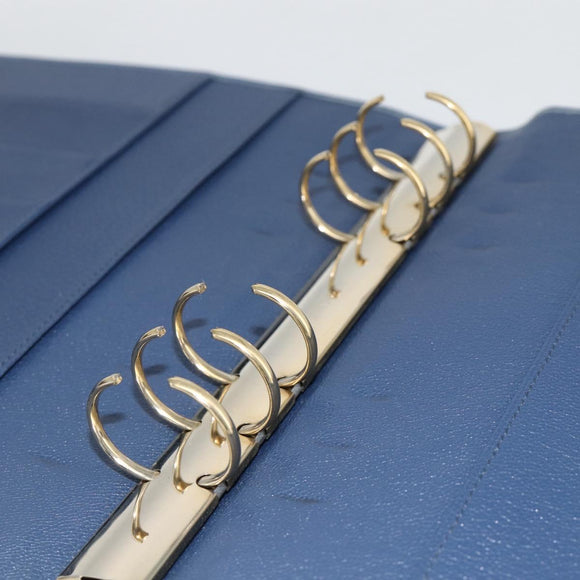 BVLGARI Tagesplaner-Hülle Leder Blau Gold Authentisch BA11739A