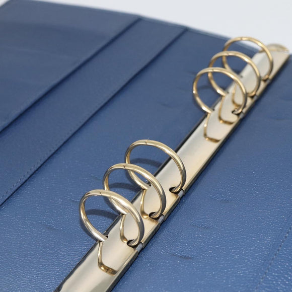 BVLGARI Tagesplaner-Hülle Leder Blau Gold Authentisch BA11739A