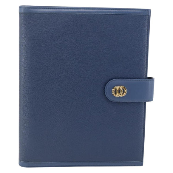 BVLGARI Tagesplaner-Hülle Leder Blau Gold Authentisch BA11739A