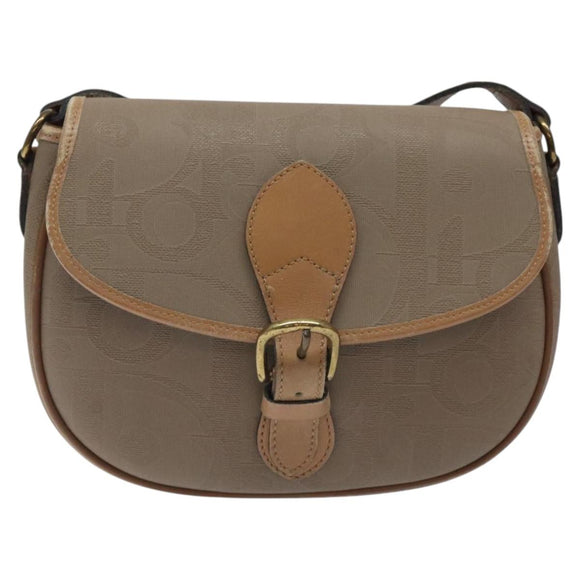Christian Dior Trotter Canvas Shoulder Bag Beige Auth BA1174