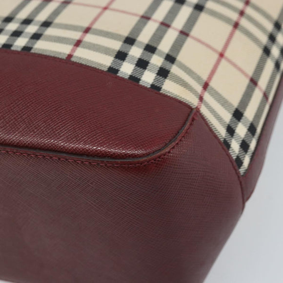 BURBERRY Nova Check Hand Bag Canvas Beige Gold Auth BA11740