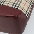 BURBERRY Nova Check Hand Bag Canvas Beige Gold Auth BA11740-16