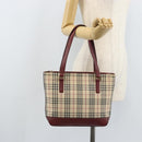 BURBERRY Nova Check Hand Bag Canvas Beige Gold Auth BA11740-21