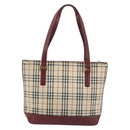 BURBERRY Nova Check Hand Bag Canvas Beige Gold Auth BA11740-2