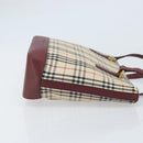 BURBERRY Nova Check Hand Bag Canvas Beige Gold Auth BA11740-3