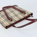 BURBERRY Nova Check Hand Bag Canvas Beige Gold Auth BA11740-6