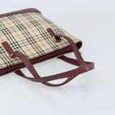 BURBERRY Nova Check Hand Bag Canvas Beige Gold Auth BA11740-7
