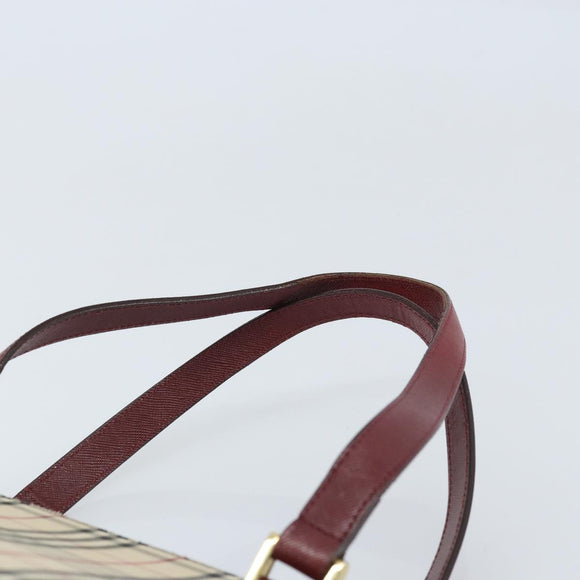 BURBERRY Nova Check Hand Bag Canvas Beige Gold Auth BA11740