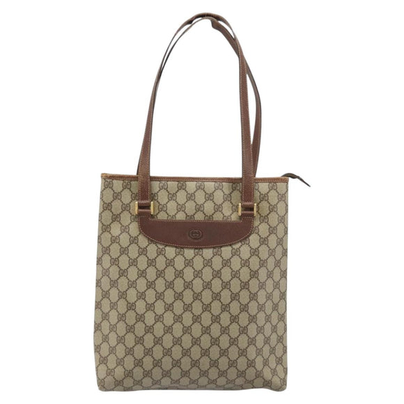 GUCCI GG Supreme Tote Bag PVC Beige Gold 002 39 6130 Auth BA11743