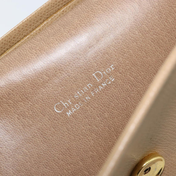 Christian Dior Chain Shoulder Bag Leather Beige Gold Auth BA11746A